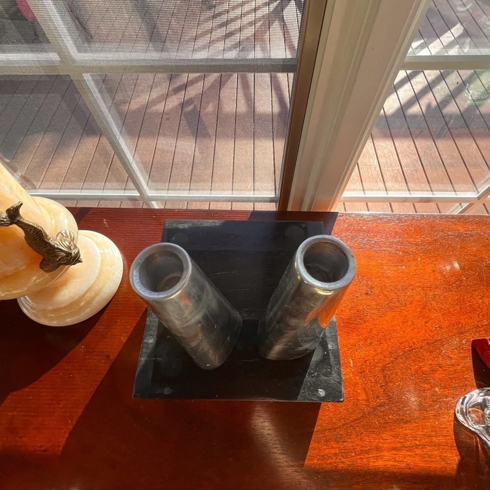 Vintage modern minimalist aluminum candle holders
